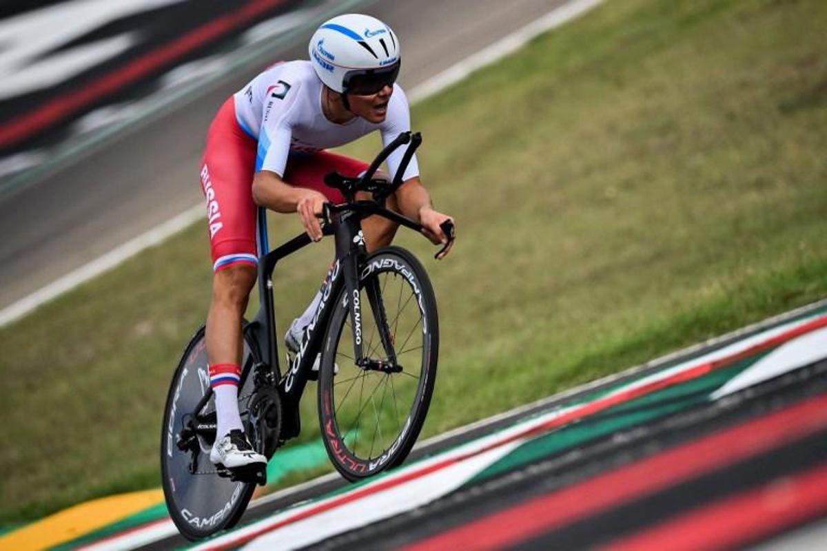 Russia's Petr Rikunov competes in the Men's Elite Individual Time Trial at the UCI 2020 Road World Championships in Imola, Emilia-Romagna, Italy, on September 25, 2020.  Marco BERTORELLO / AFP