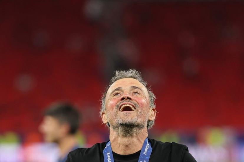 Paris Saint-Germain's Spanish head coach Luis Enrique celebrates winning the UEFA Champions League final football match between Paris Saint-Germain (PSG) and Arsenal FC at the Puskas Arena in Budapest on May 30, 2026.   Odd ANDERSEN / AFP