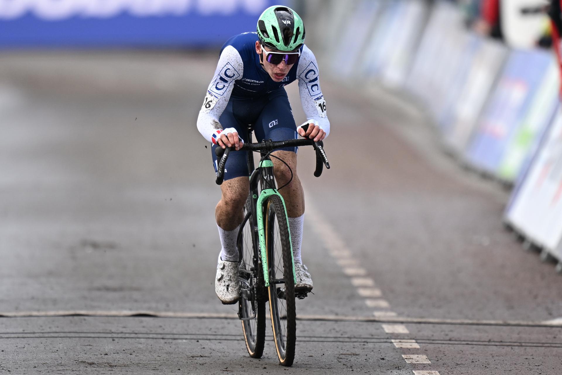 French Aubin Sparfel pictured in action during the U23 men race at the UCI Cyclocross World Championships, on Saturday 31 January 2026, in Hulst, The Netherlands. BELGA PHOTO DAVID PINTENS