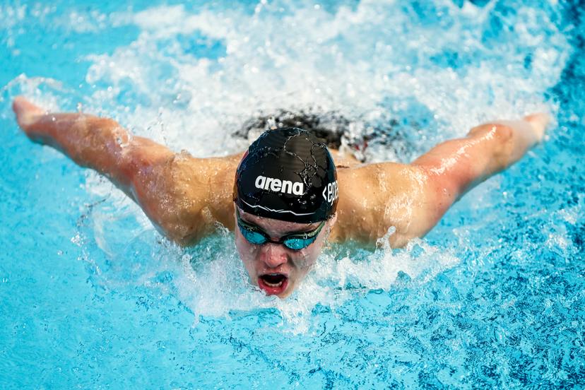Belgian Simon Laviolette pictured in action during the men's 400m Individual Medley the European Aquatics Short Course Swimming Championships in Lublin, Poland, on Sunday 07 December 2025. BELGA PHOTO NIKOLA KRSTIC