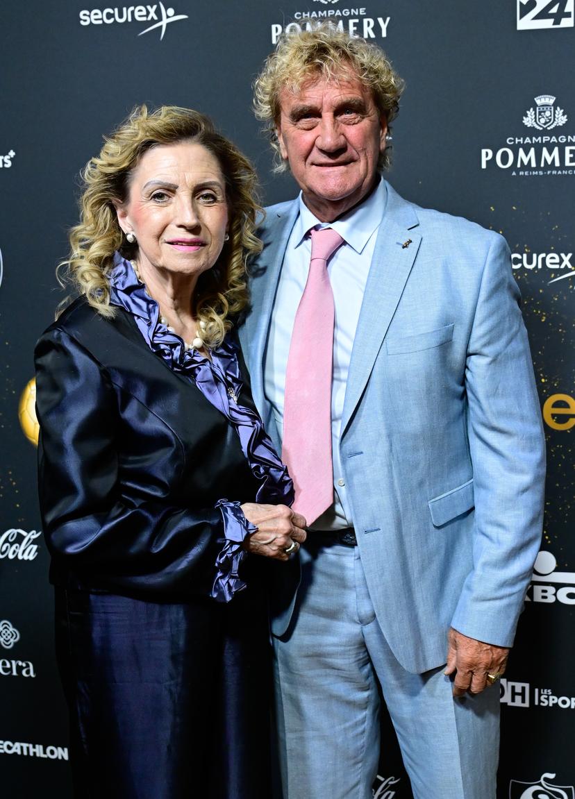 Belgian Jean-Marie Pfaff and his wife Carmen pose for the photographer at the Pro League Awards 2025, for the best players in the 1st and 2nd divisions of the 2024_2025 Belgian soccer championships, Monday 26 May 2025 in Antwerp. BELGA PHOTO DIRK WAEM