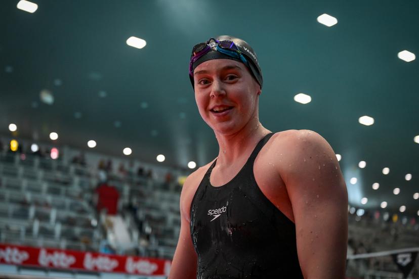 Belgian Roos Vanotterdijk pictured after winning the 200m medley race during the Open Belgian Swimming Championships 2026 (15-17/05), in Antwerp, on Saturday 16 May 2026. BELGA PHOTO DAVID PINTENS