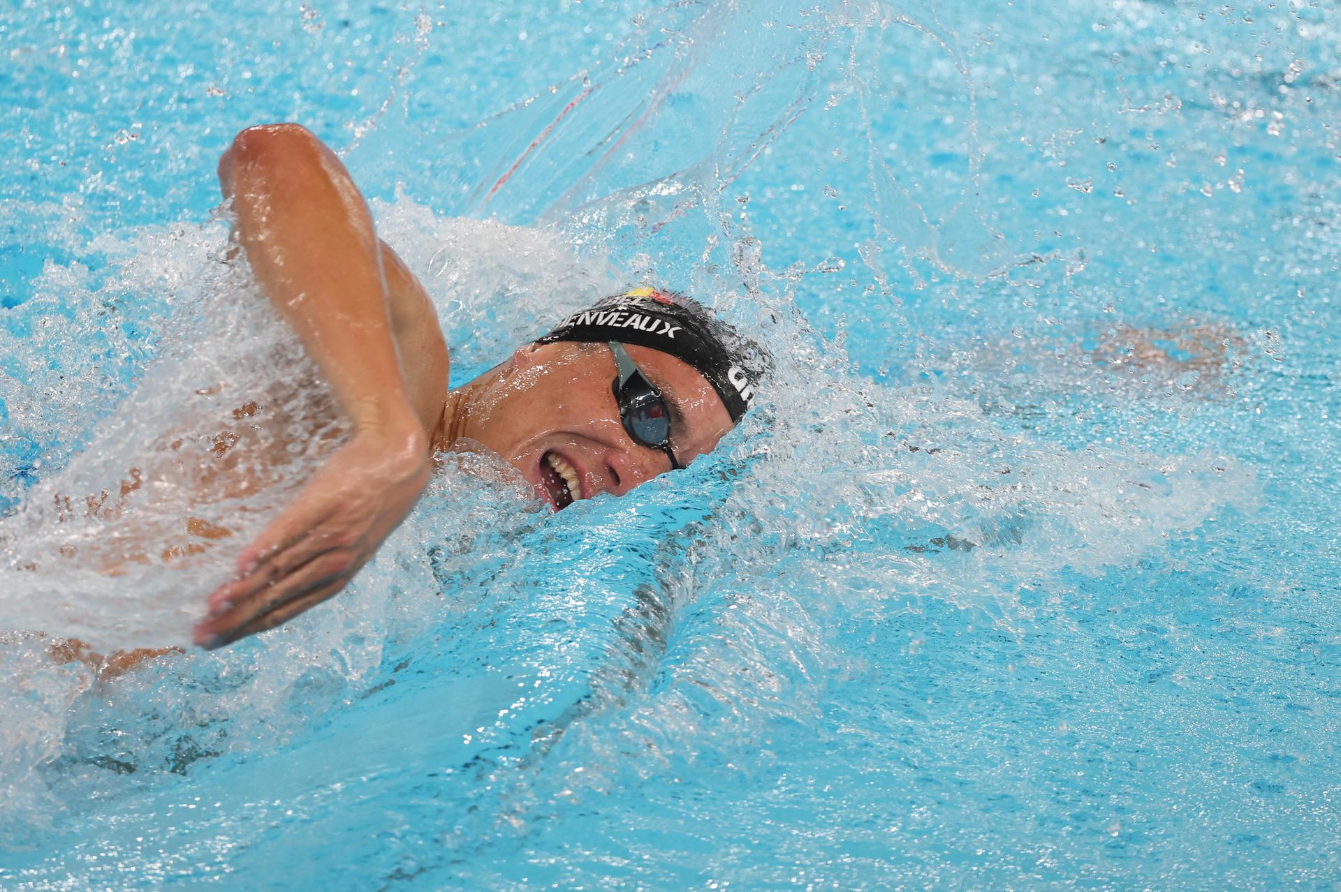 Belgian Lucas Henveaux pictured in action at the final of the Men's 200m freestyle race  at the European Aquatics Championships in Paris, France on Friday 14 August 2026. BELGA PHOTO VIRGINIE LEFOUR
