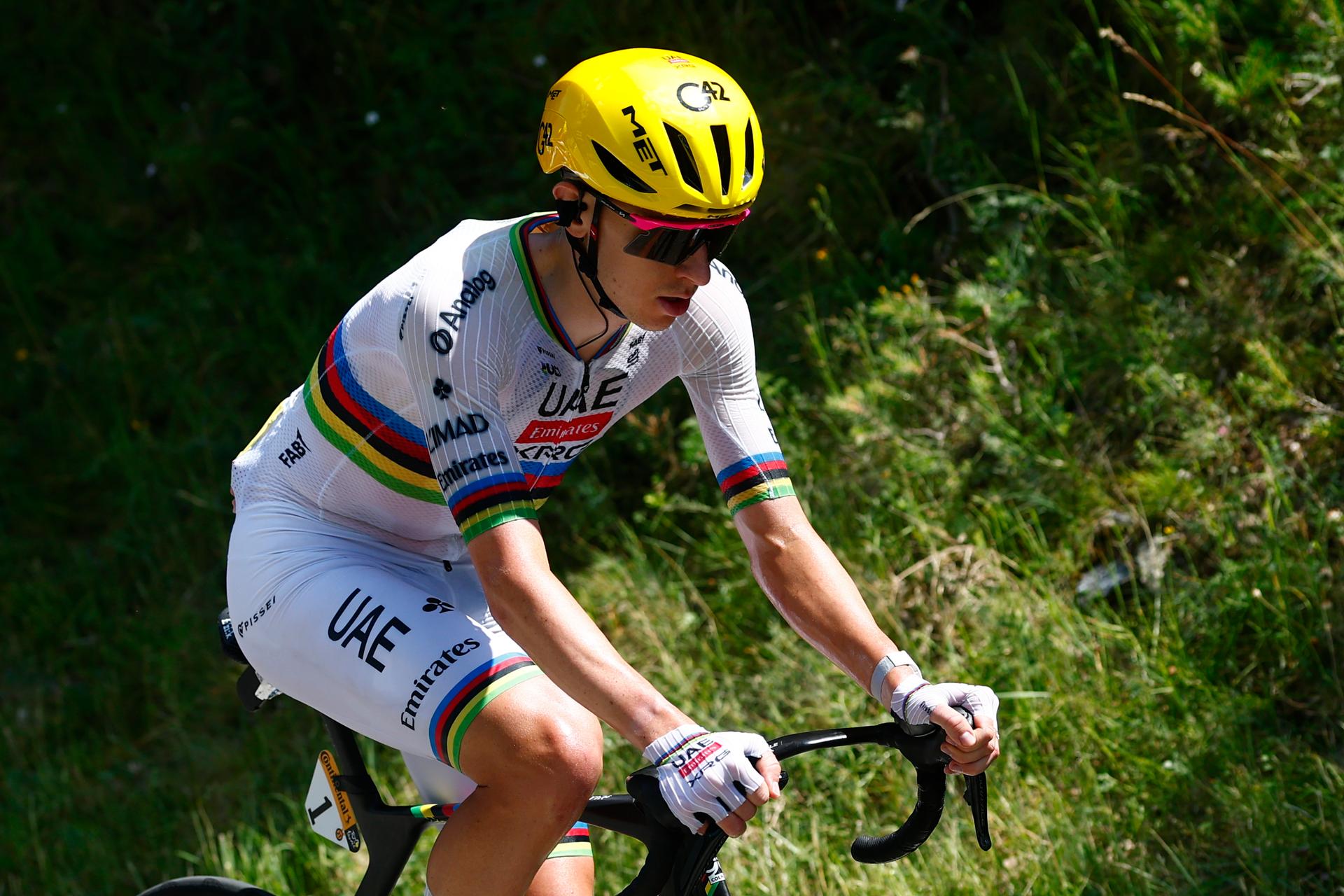 Slovenian Tadej Pogacar of UAE Team Emirates XRG pictured in action during stage 3 of the 2026 Tour de France cycling race, a stage of 195,9km from Granollers, Spain, to Les Angles, France, Monday 06 July 2026. The 113th edition of the Tour de France starts on Saturday 4 July in Barcelona, Spain, and will finish in Paris, France on the 26th of July.  BELGA PHOTO POOL LUCA BETTINI