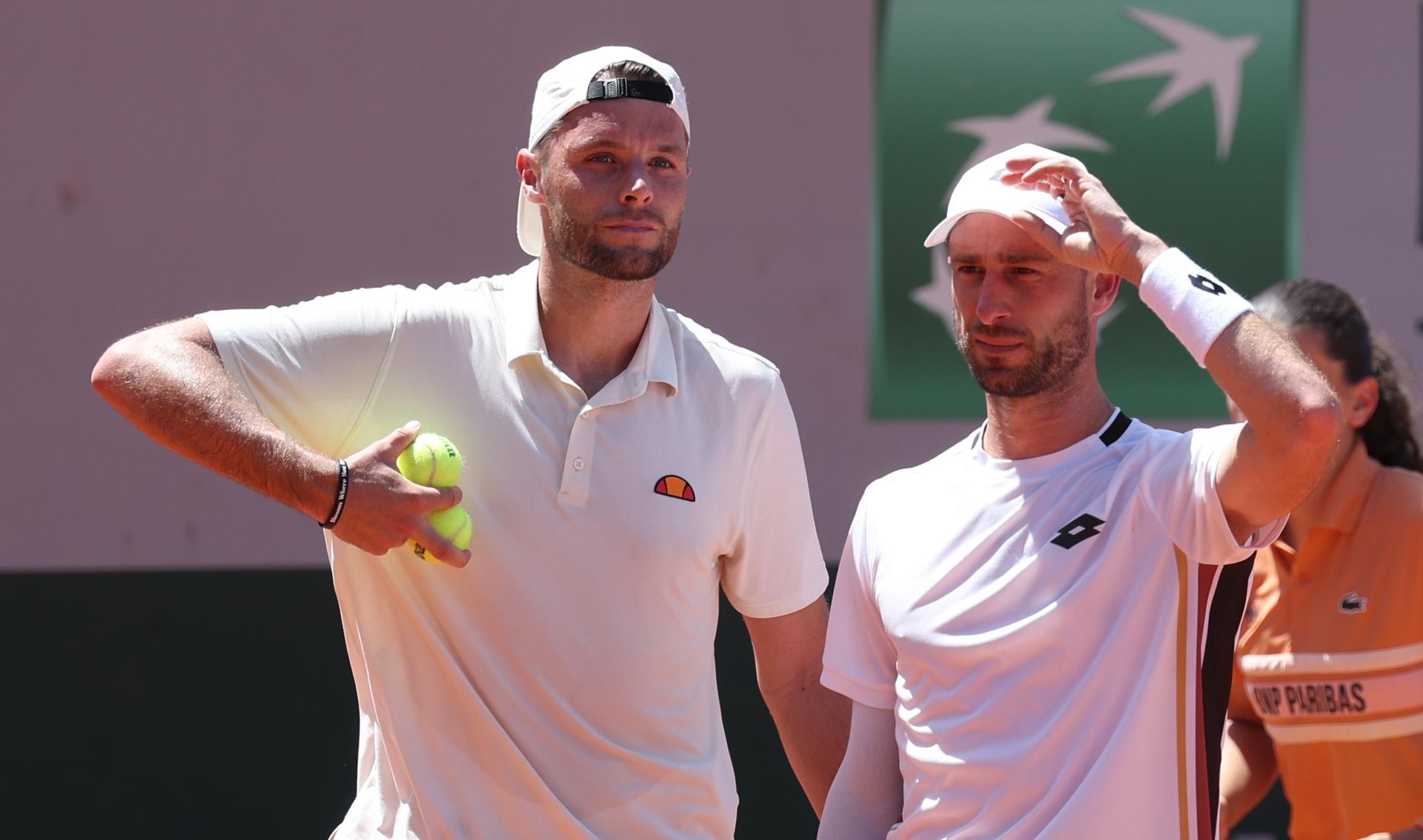 Belgian Sander Gille pictured during a first round match in the men's doubles between Belgian pair Bergs-Collignon and Belgian-Dutch pair Gille-Verbeek at the Roland Garros French Open tennis tournament, in Paris, France, Tuesday 26 May 2026. This year's tournament takes place from 18 May to 07 June. BELGA PHOTO VIRGINIE LEFOUR