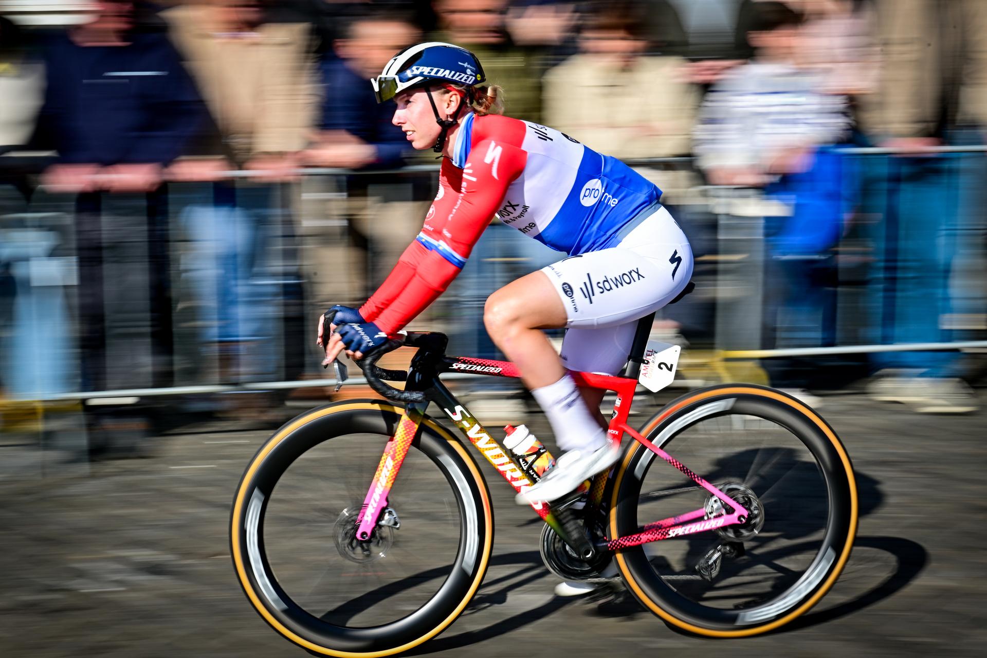 Dutch Lorena Wiebes of SD Worx-Protime pictured at the start of the women elite 'Amstel Gold Race' one day cycling race, 257,4 km from Maastricht to Valkenburg, The Netherlands, Sunday 19 April 2026. BELGA PHOTO DIRK WAEM