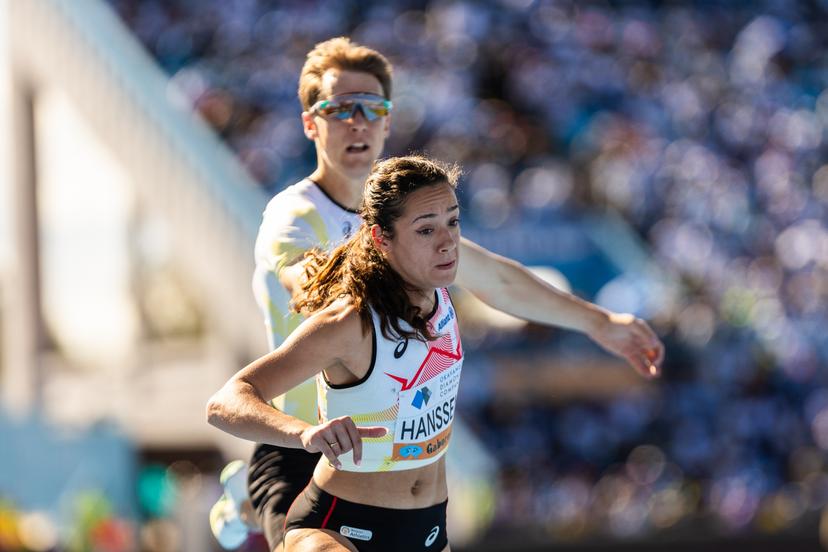 Belgian athlete Ilana Hanssens pictured during the mixed relay 4x400m heats at the IAAF World Athletics Relays, Saturday 02 May 2026, in Gaborone, Botswana. BELGA PHOTO NIKOLA KRSTIC