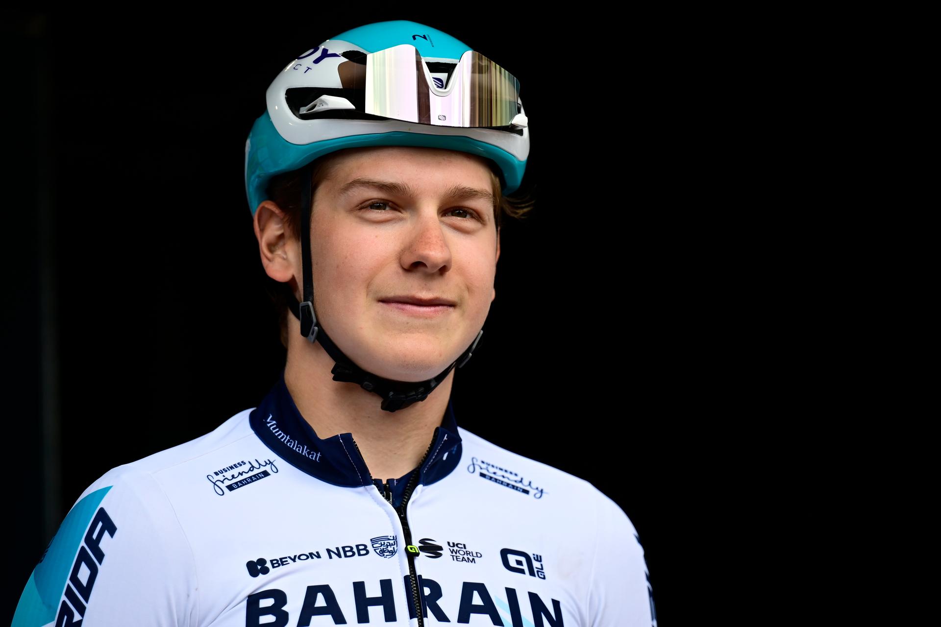Belgian Vlad Van Mechelen of Bahrain Victorious pictured at the start of the 'Classic Brugge-De Panne' men's elite one-day cycling race, 195,6 km from Brugge to De Panne, Wednesday 26 March 2025. BELGA PHOTO DIRK WAEM