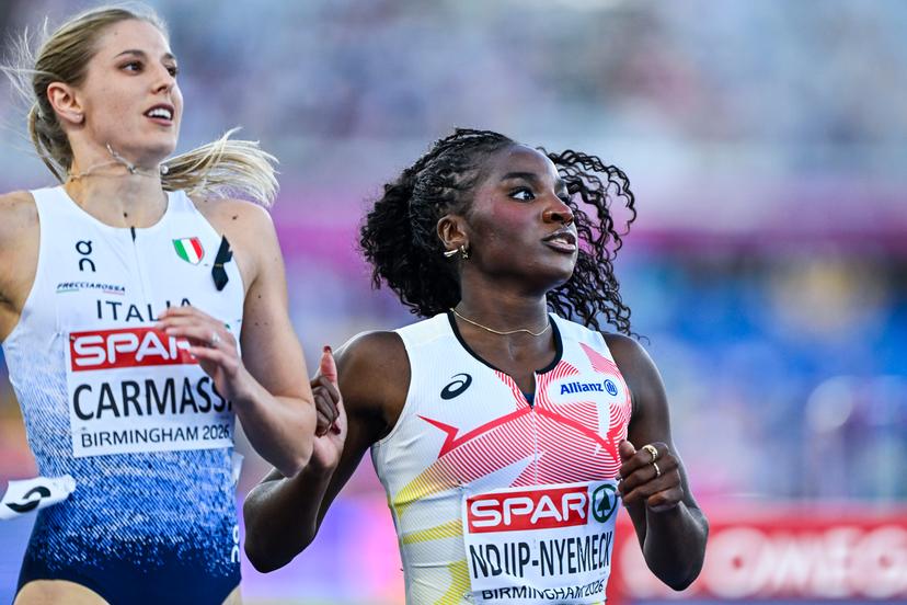 Belgian Yania Ndjip-Nyemeck pictured after the semi-finals of the women's 100m Hurdles race at the European Athletics Championships (August 10-18) in Birmingham, United Kingdom, on Monday 10 August 2026. BELGA PHOTO ERIC LALMAND