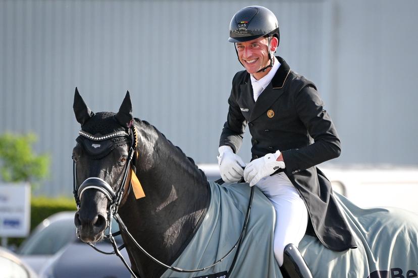 Belgian rider Justin Verboomen and his horse Zonik Plus pictured after the Dressage Nations Cup FEI CDIO4 equestrian event in Koningshooikt, Lier on Saturday 23 May 2026. BELGA PHOTO ELIAS ROM