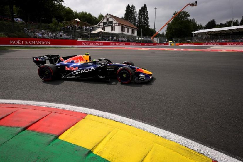 Red Bull Racing's French driver Isaac Hadjar competes during the qualifying session at the Spa-Francorchamps circuit, in Spa, ahead of the Formula One Belgian Grand Prix, on July 18, 2026.   JOHN THYS / AFP