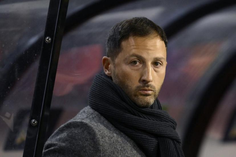 Belgium's head coach Domenico Tedesco looks on prior to the UEFA Nations League Group A2 football match between Belgium and Italy at the King Baudouin Stadium in Brussels on November 14, 2024.  JOHN THYS / AFP