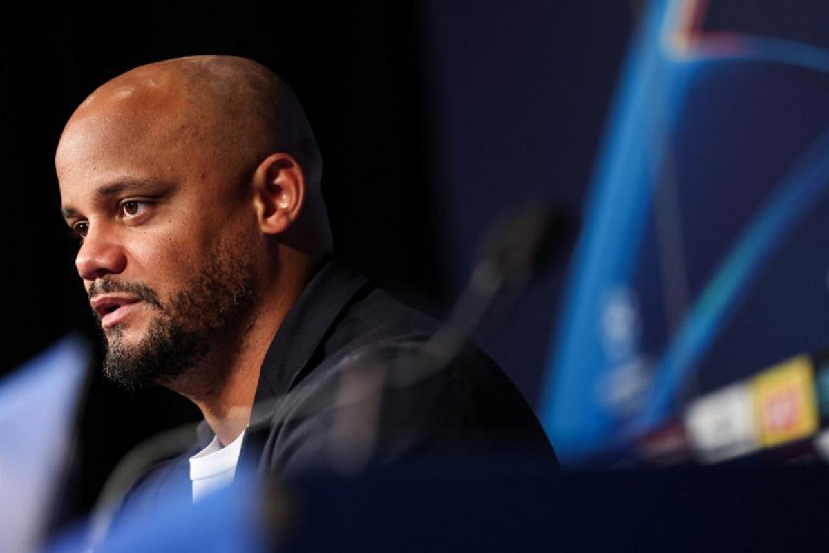 Bayern Munich's Belgian coach Vincent Kompany speaks during a press conference at the Parc des Princes stadium, western Paris, on April 27, 2026, on the eve of their UEFA Champions League semi-final football against Paris Saint-Germain.  FRANCK FIFE / AFP