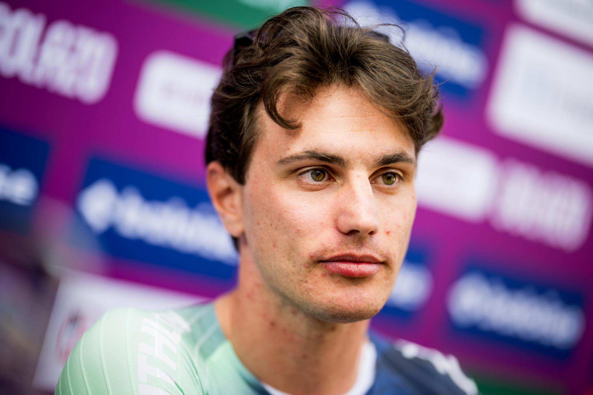 Dutch Olav Kooij of Decathlon CMA CGM Team pictured during the team presentation ahead of the Baloise Belgium Tour cycling race, in Scherpenheuvel-Zichem, Tuesday 16 June 2026. The Baloise Belgium Tour takes place from 17 to 21 June. BELGA PHOTO JASPER JACOBS