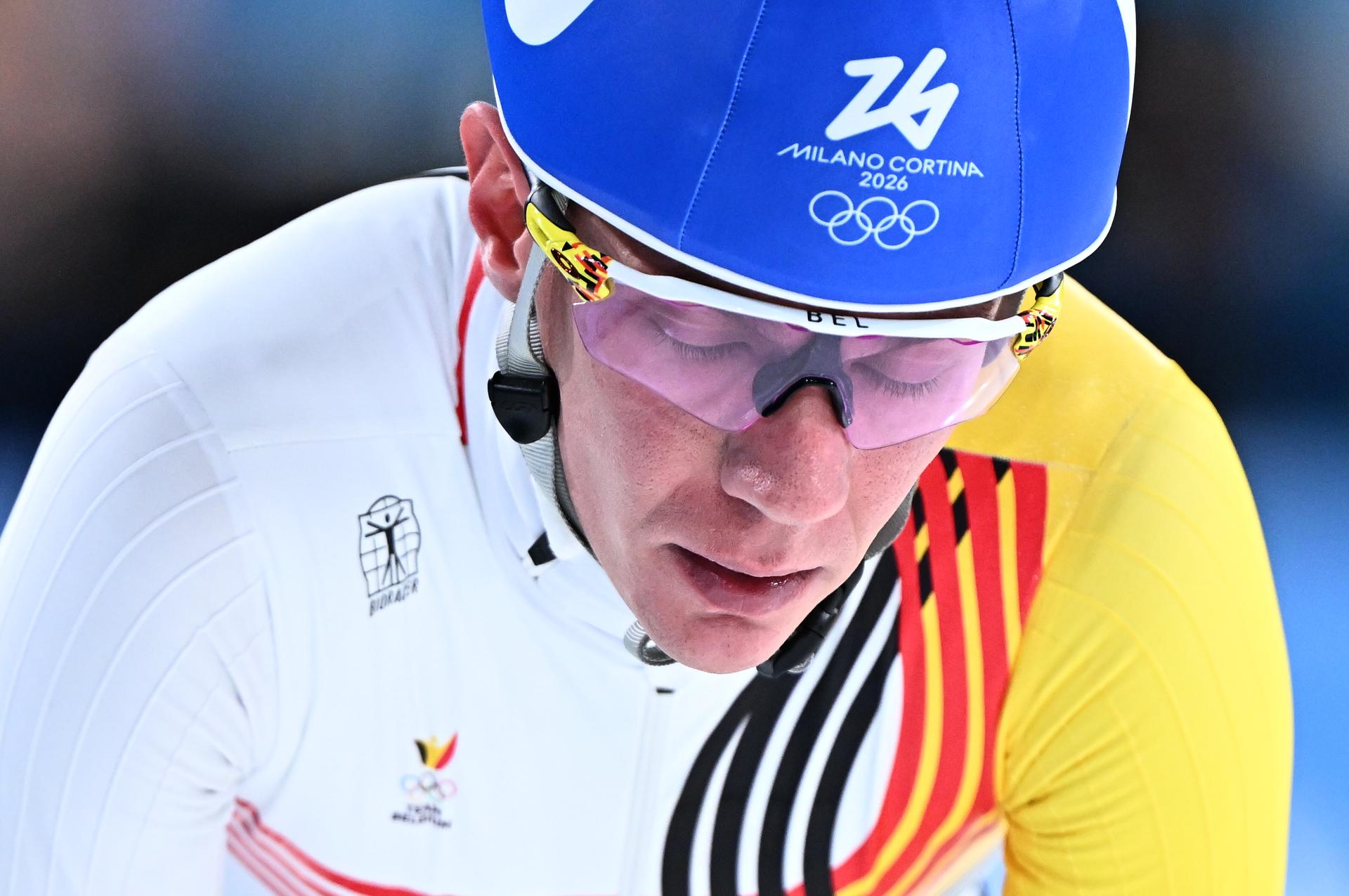 Belgian Bart Swings reacts after the final of the mass start men Speed Skating at the Milano Cortina 2026 Olympic Winter Games, on Saturday 21 February 2026 in Milan, Italy. The XXV Winter Olympics take place from 6 to 22 February 2026 in Italy. BELGA PHOTO JASPER JACOBS