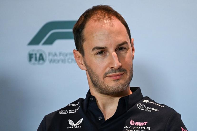 Alpine's British team principal Oliver Oakes speaks during a press conference following the practice session for the 2025 Miami Formula One Grand Prix at Miami International Autodrome in Miami Gardens, Florida, on May 2, 2025.   CHANDAN KHANNA / AFP