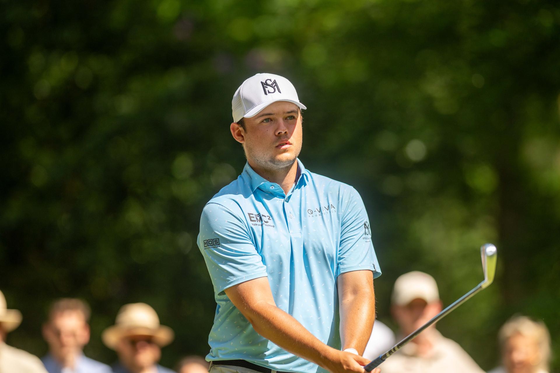 Belgian Kristof Ulenaers pictured in action during the final round (4/4) of the 2026 Soudal Open DP World Tour golf tournament in Schilde, Sunday 24 May 2026. The Soudal Open takes place from 21 to 24 May at the Rinkven Golf Club in Schilde. BELGA PHOTO JONAS ROOSENS
