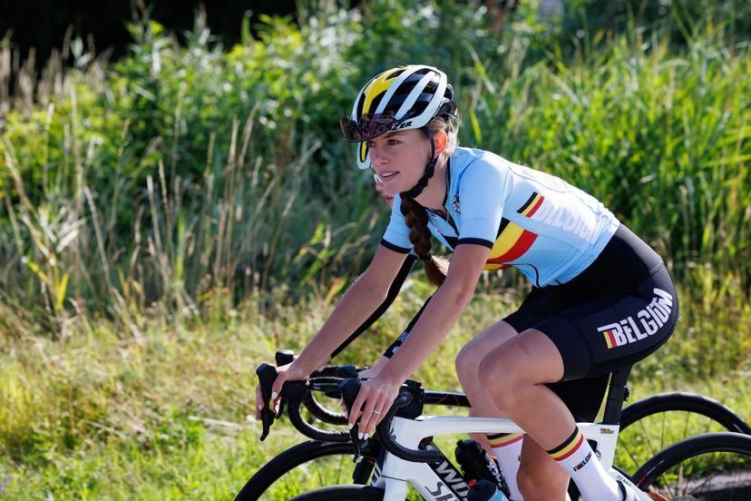 Belgian Athlete Jilke Michielsen pictured in action during a training session at a team building training camp of the young Team Belgium athletes in Gent, Wednesday 19 July 2023. These Team Belgium Youth athletes will soon take part in the European Youth Olympic Festival (EYOF) from 23 to 29 July and will continue their preparations for this EYOF-tournament in the topsport accommodation in Gent. BELGA PHOTO KURT DESPLENTER