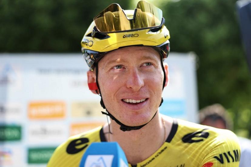 Team Visma | Lease a Bike's US rider Matteo Jorgenson looks on before the start of the 1st stage of the Tour Auvergne-Rhone-Alpes cycling race (formerly known as the Criterium du Dauphine), 146,2km between Vizille and Saint-Ismier, in the French Alps, on June 7, 2026.  Anne-Christine POUJOULAT / AFP