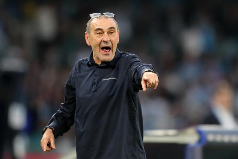 Lazio's Italian coach Maurizio Sarri reacts during the Italian Serie A football match between Napoli and Lazio at the Diego Armando Maradona stadium in Naples on April 18, 2026.  Carlo Hermann / AFP
