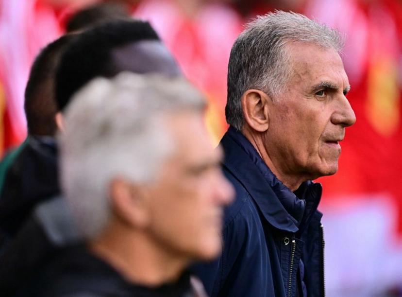 Ghana's Portugese manager Carlos Queiroz (R) reacts ahead of the international friendly football match between Wales and Ghana ahead of the 2026 FIFA World Cup football tournament, at Cardiff City Stadium, in Cardiff, on June 2, 2026.   Ben STANSALL / AFP
