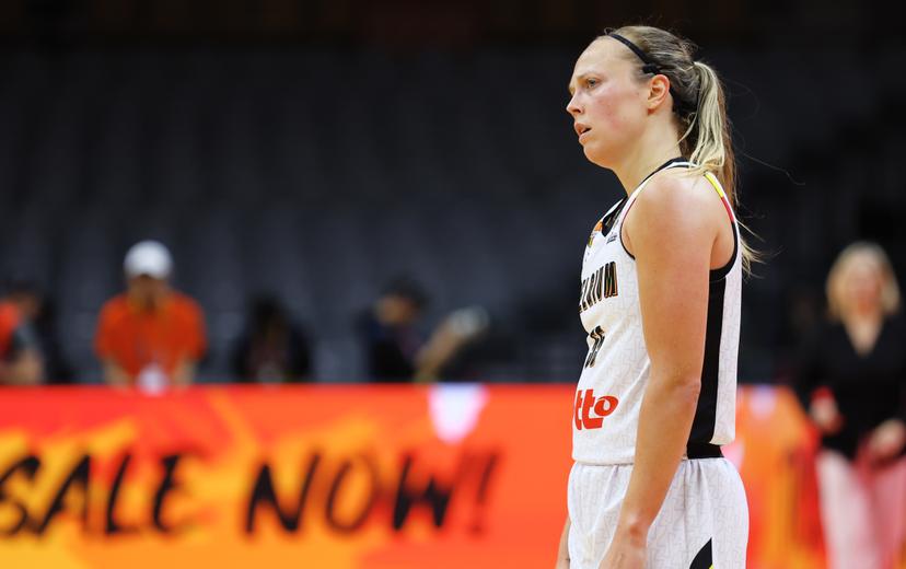 Belgium's Julie Allemand pictured during a basket game between Belgium's national team Belgian Cats and Czech Republic, in Wuhan, China, on Tuesday 17 March 2026, the fifth game (out of 5) of the qualifications phase for the World Cup Basket tournament. BELGA PHOTO NIKOLA KRSTIC