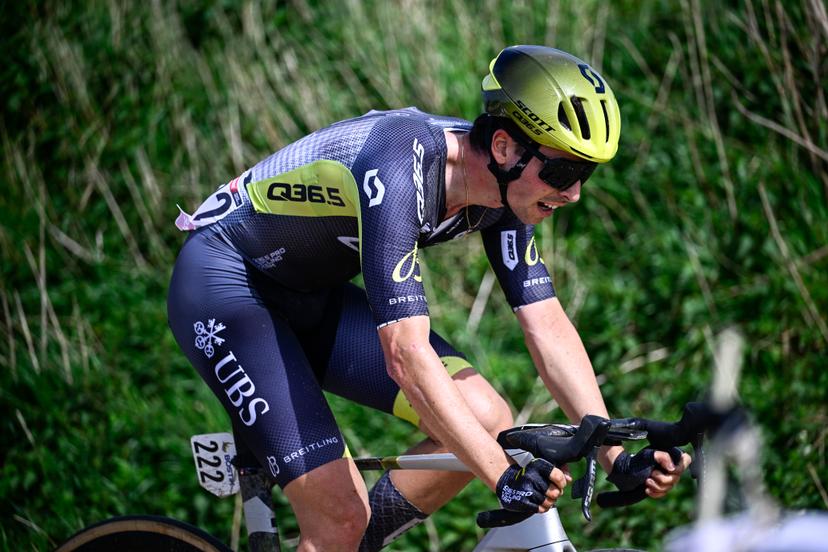 Swiss Fabio Christen of Q36.5 Pro Cycling Team pictured in action during the men's elite race of the 'Paris-Roubaix' cycling event, 260,0km from Compiegne to Roubaix, France on Sunday 7 April 2024. BELGA PHOTO JASPER JACOBS