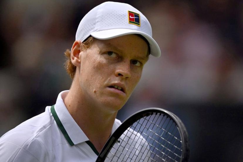 Italy's Jannik Sinner reacts as he plays against Serbia's Miomir Kecmanovic during their men's singles first round tennis match on the first day of the 2026 Wimbledon Championships at The All England Lawn Tennis and Croquet Club in Wimbledon, southwest London, on June 29, 2026.  Glyn KIRK / AFP
