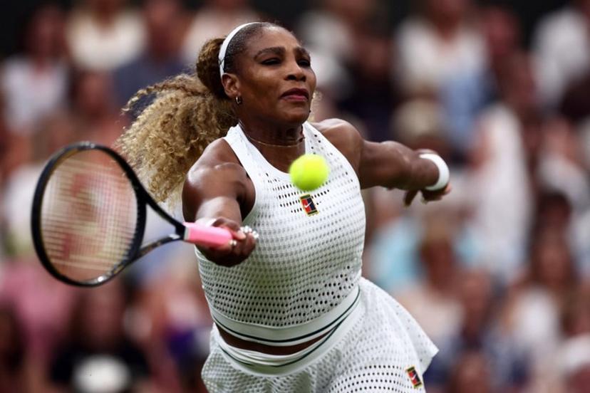 US player Serena Williams returns the ball to Australia's Maya Joint during their women's singles first round tennis match on the second day of the 2026 Wimbledon Championships at The All England Lawn Tennis and Croquet Club in Wimbledon, southwest London, on June 30, 2026.  HENRY NICHOLLS / AFP