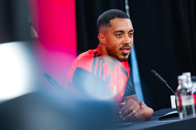 Belgium's Youri Tielemans pictured during a press conference of Belgian national soccer team Red Devils in their base camp, home of the Seattle Sounders, Renton, Seattle, USA, on Monday 22 June 2026. Yesterday the Devils played their second game in the group stage of the 2026 FIFA World Cup, a 0-0 draw against Iran. BELGA PHOTO BRUNO FAHY