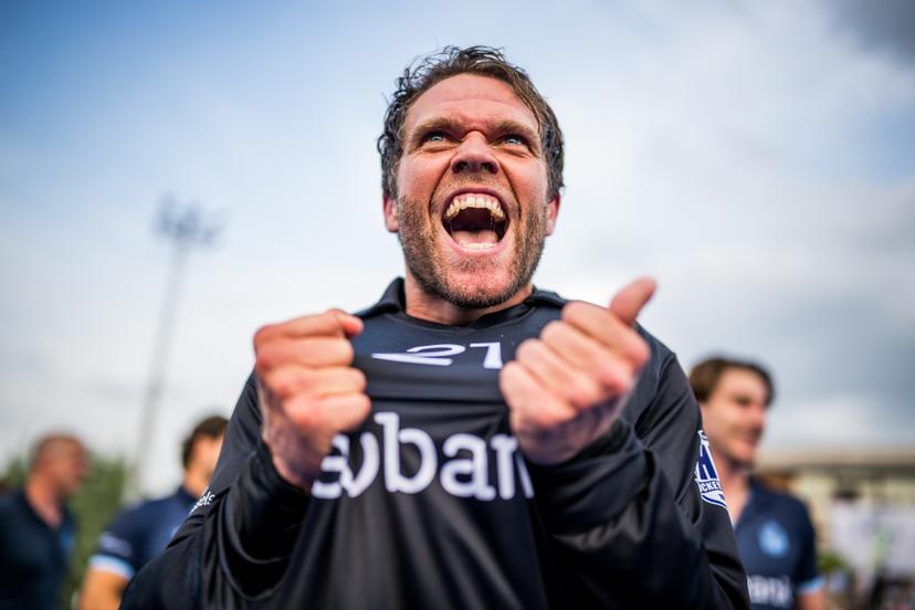 Oree's goalkeeper Vincent Vanasch celebrate after winning a hockey game between Royal Oree and Gantoise, Saturday 31 May 2025 in Gent, the finals of the men's Dr. Oetker Cup. Launched in the 2024-2025 season, the new Dr. Oetker Hockey Cup brings together all teams playing in the Belgian League, regardless of their division. BELGA PHOTO JASPER JACOBS