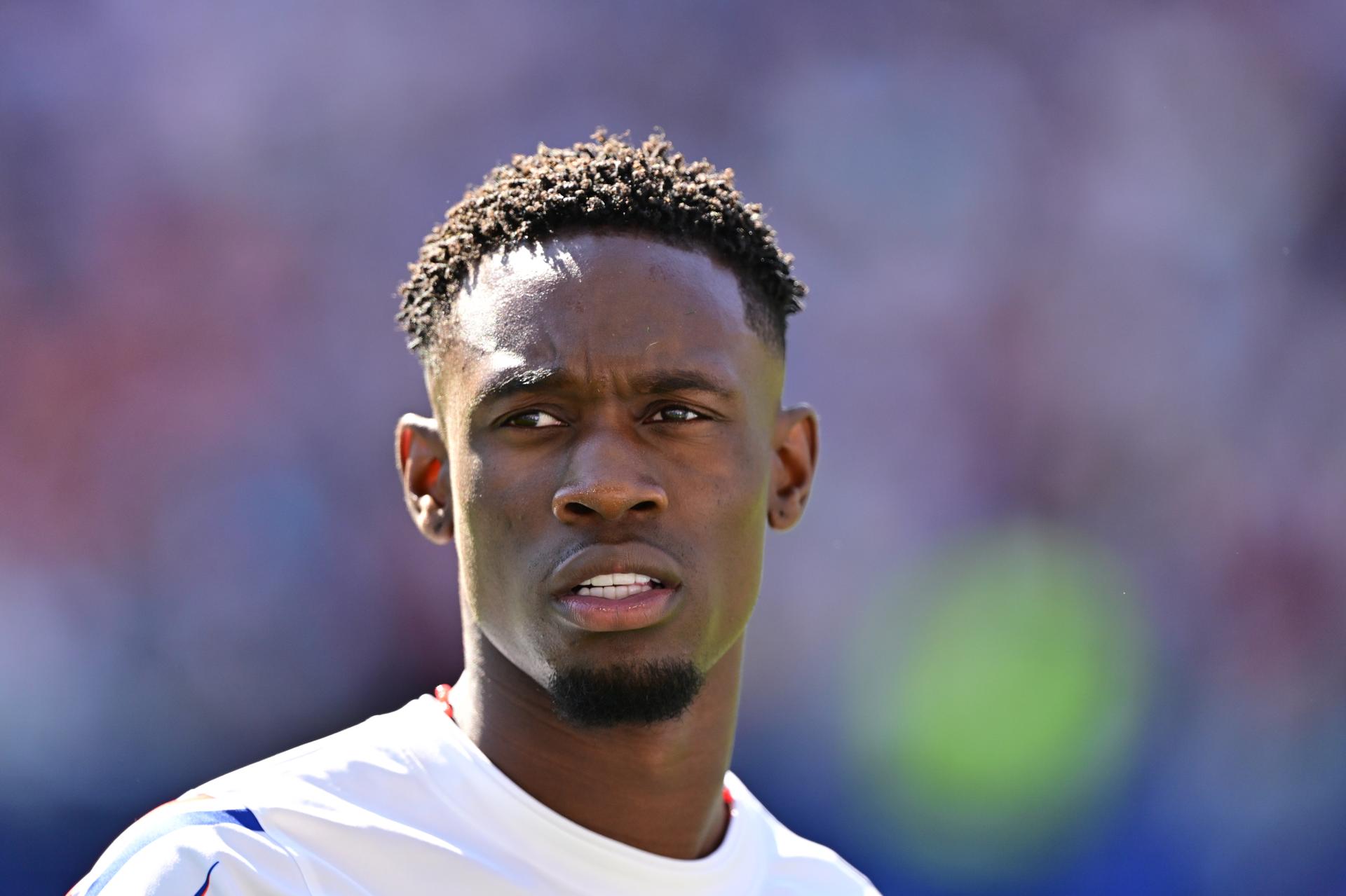 US' Folarin Balogun pictured during the warming-up for a soccer game between the USA and Belgian national team Red Devils, on Monday 06 July 2026, at the Seattle Field, in Seattle, a 1/8 finals game in the FIFA World Cup 2026. BELGA PHOTO DIRK WAEM