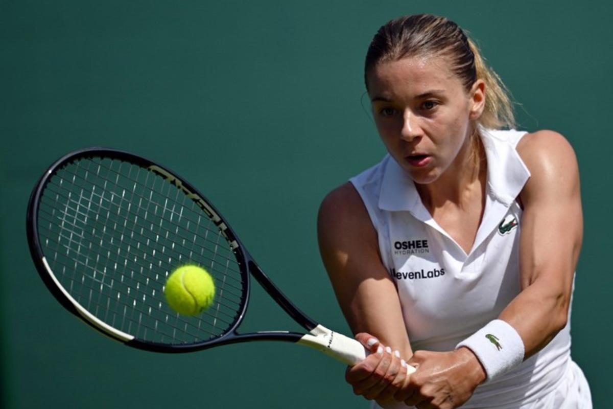 Poland's Maja Chwalinska returns the ball to Thailand's Mananchaya Sawangkaew during their women's singles first round tennis match on the first day of the 2026 Wimbledon Championships at The All England Lawn Tennis and Croquet Club in Wimbledon, southwest London, on June 29, 2026.  Kirill KUDRYAVTSEV / AFP