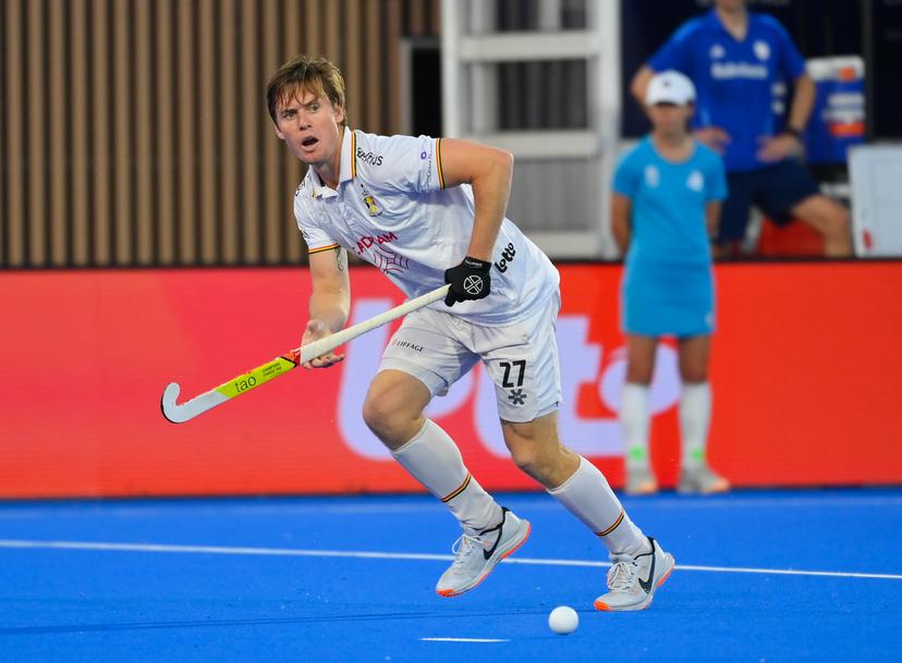 Belgium's Tom Boon pictured during a hockey game between Belgian national team Red Lions and The Netherlands, Saturday 27 June 2026 in Wavre, match 15/16 in the group stage of the men's FIH Pro League competition. BELGA PHOTO JOHN THYS