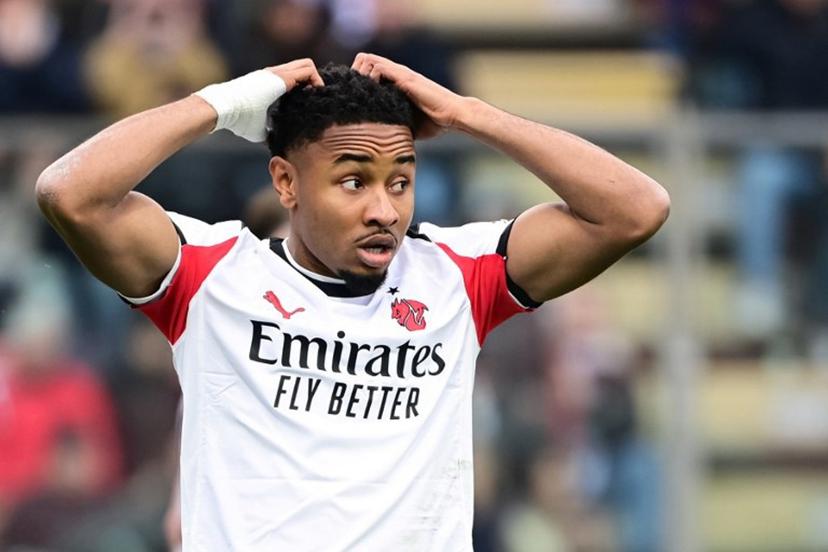 AC Milan's French forward #18 Christopher Nkunku reacts during the Italian Serie A football match between US Cremonese and AC Milan at the Giovanni Zini Stadium in Cremona, nothern Italy on March 1, 2026.  Piero CRUCIATTI / AFP