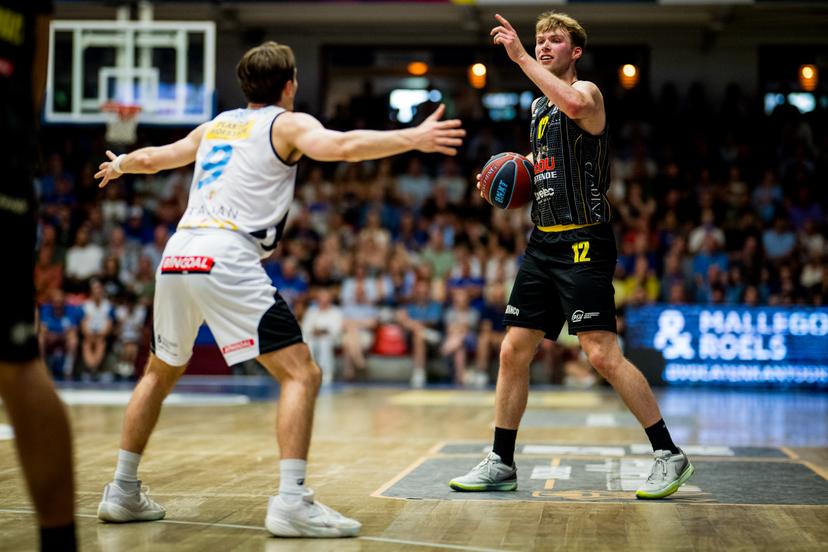 Oostende's Marcus Domask reacts during a basketball match between Okapi Aalst and BC Oostende, Friday 29 May 2026, in Aalst, on the first round (out of 5) of the Semi Finals Playoffs of the 'BNXT League' Belgian/ Dutch first division basket championship. BELGA PHOTO JASPER JACOBS