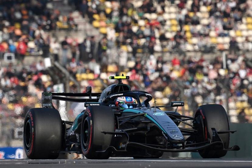 Mercedes' Italian driver Kimi Antonelli drives during the sprint qualifying session ahead of the Formula One Chinese Grand Prix at the Shanghai International Circuit in Shanghai on March 13, 2026.  GREG BAKER / AFP