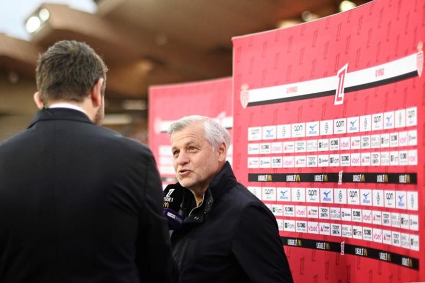 Lille's French head coach Bruno Genesio speaks to a reporter prior to the French L1 football match between AS Monaco and LOSC Lille at the Stade Louis II in the Principality of Monaco on May 10, 2026.  Frederic DIDES / AFP