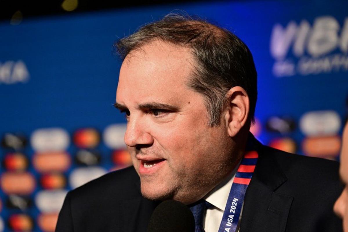 Canadian president of CONCACAF Victor Montagliani arrives for the Copa America 2024 official draw at the James L. Knight Centre in Miami, Florida, on December 7, 2023.  GIORGIO VIERA / AFP