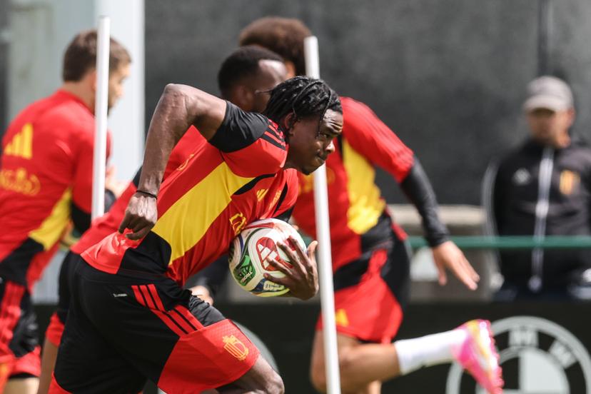 Belgium's Nathan Ngoy pictured during a training session of Belgian national soccer team Red Devils, in Brussels, on Friday 05 June 2026. The Red Devils are playing a friendly game against Tunisia tomorrow, part of the preparations for the 2026 FIFA World Cup. BELGA PHOTO BRUNO FAHY