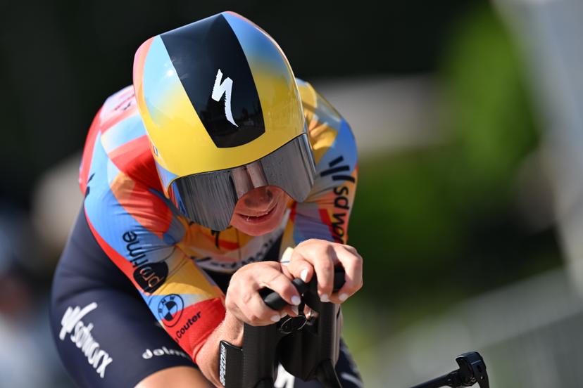 Elite Women Lotte Kopecky pictured in action the women's elite individual road time trial race (20,5km) at the Belgian Cycling Championships, in Maarkedal, on Friday 26 June 2026. BELGA PHOTO DAVID PINTENS