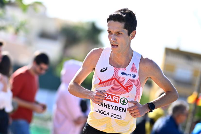 Belgian Ruben Verheyden pictured in action during the Men Elite race at the 2025 SPAR European Cross Country Championships, in Lagoa, Portugal, Sunday 14 December 2025. BELGA PHOTO JASPER JACOBS