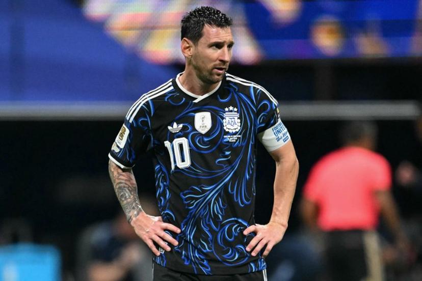 Argentina's forward #10 Lionel Messi reacts during the 2026 World Cup football tournament semi-final match between England and Argentina at the Atlanta Stadium in Atlanta on July 15, 2026.   ROBERTO SCHMIDT / AFP