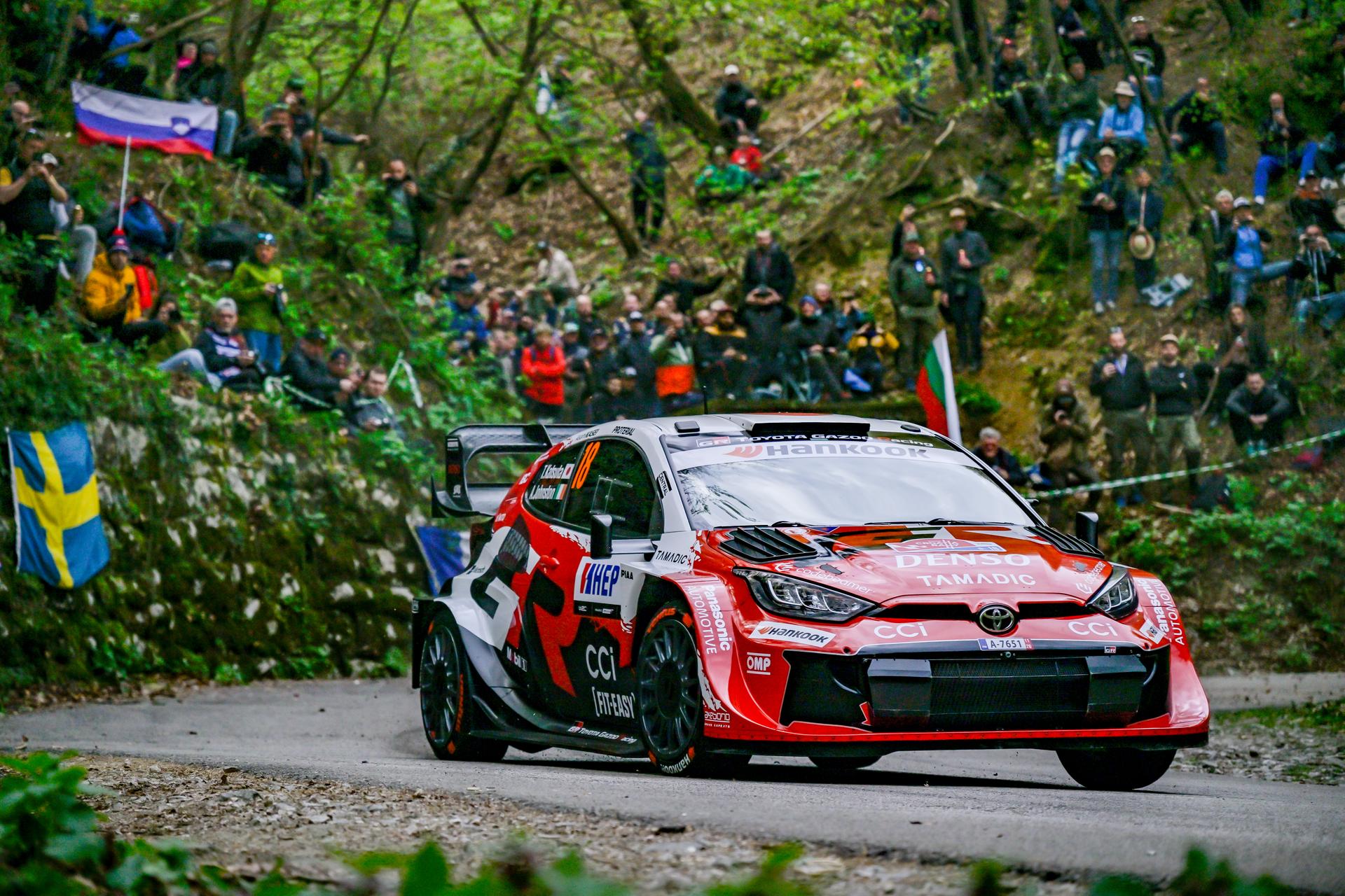 ATTENTION EDITORS - HAND OUT PICTURES - EDITORIAL USE ONLY - MANDATORY CREDIT 'McKlein - Gazoo Racing'  This handout picture, distributed by Eric Dupain, shows Takamoto Katsuta and Oliver Solberg during the shakedown stage of the Rally of Croatia, stage 3 of the WRC, in Rijeka, Croatia, on Thursday 09 April 2026.  PHOTO HANDOUT McKlein - Gazoo Racing  *** Belga and Belga Editorial Board decline all responsibility regarding the content of this picture. ***