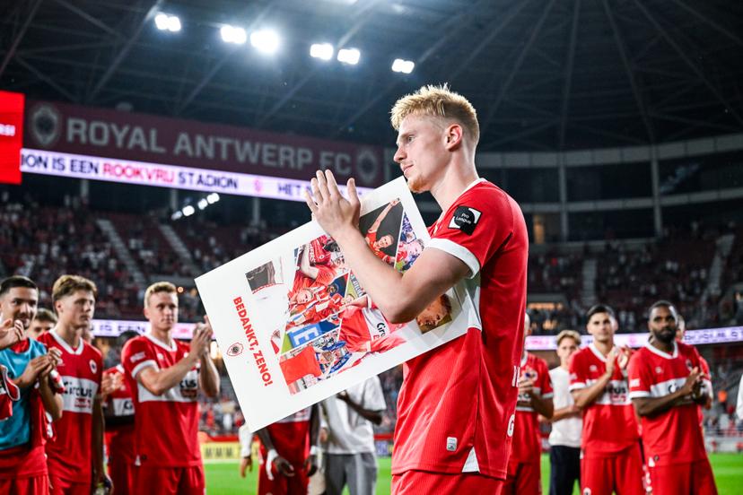 Antwerp's Zeno Van Den Bosch pictured after a soccer match between Royal Antwerp FC and KVC Westerlo, Saturday 23 May 2026 in Antwerp, on the last day of the Europe Play-offs (PO2) of the 2025-2026 'Jupiler Pro League' first division of the Belgian championship. BELGA PHOTO TOM GOYVAERTS