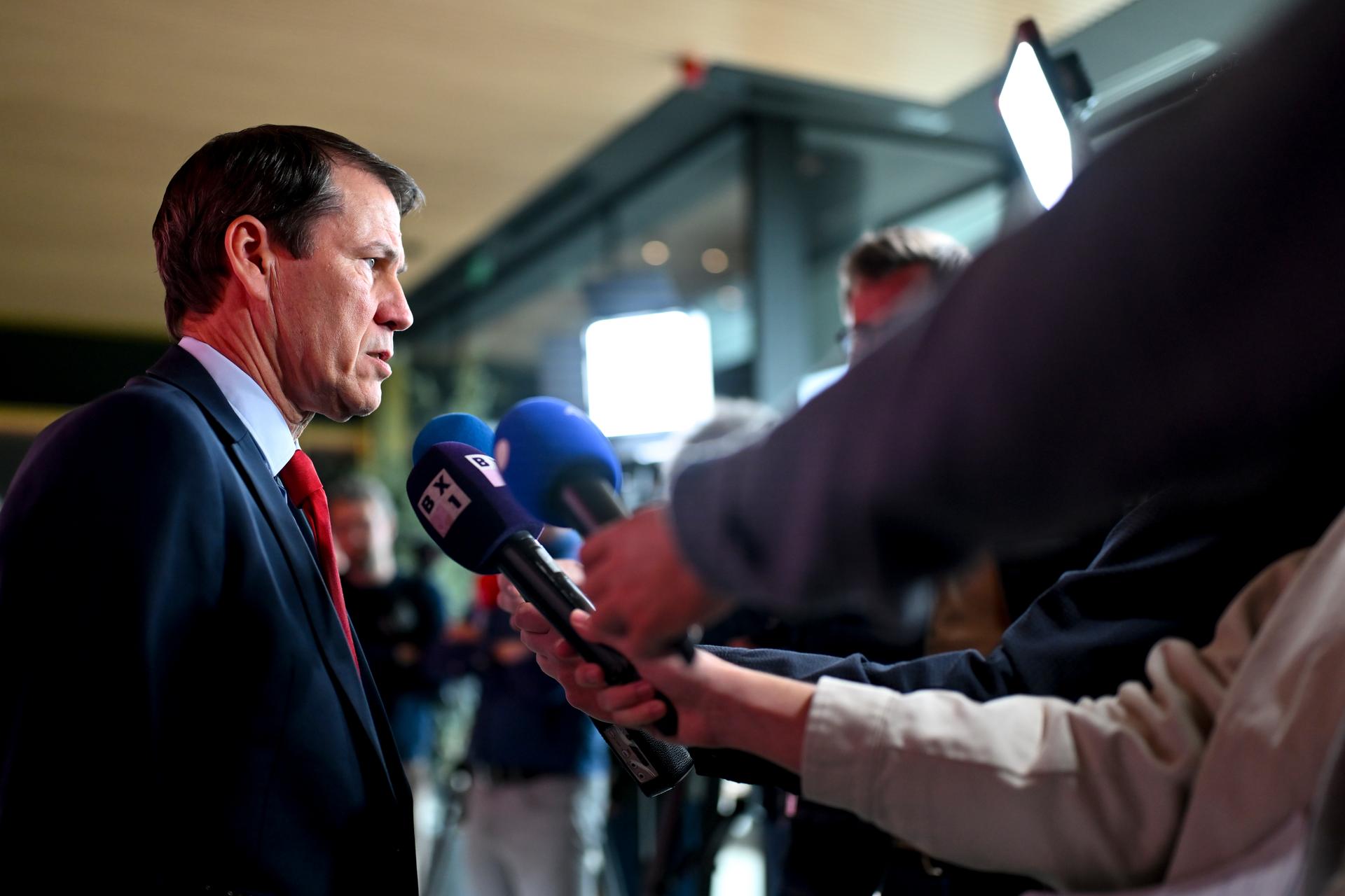 Belgium's head coach Rudi Garcia asnwers journalists' questions after a press conference of Belgian national soccer team Red Devils to announce the selection for the 2026 FIFA World Cup, at the Proximus Basecamp in Tubize, on Friday 15 May 2026. The 2026 FIFA World Cup will take place in the United States, Mexico, and Canada from 11/06 to 19/07. BELGA PHOTO EMILE WINDAL