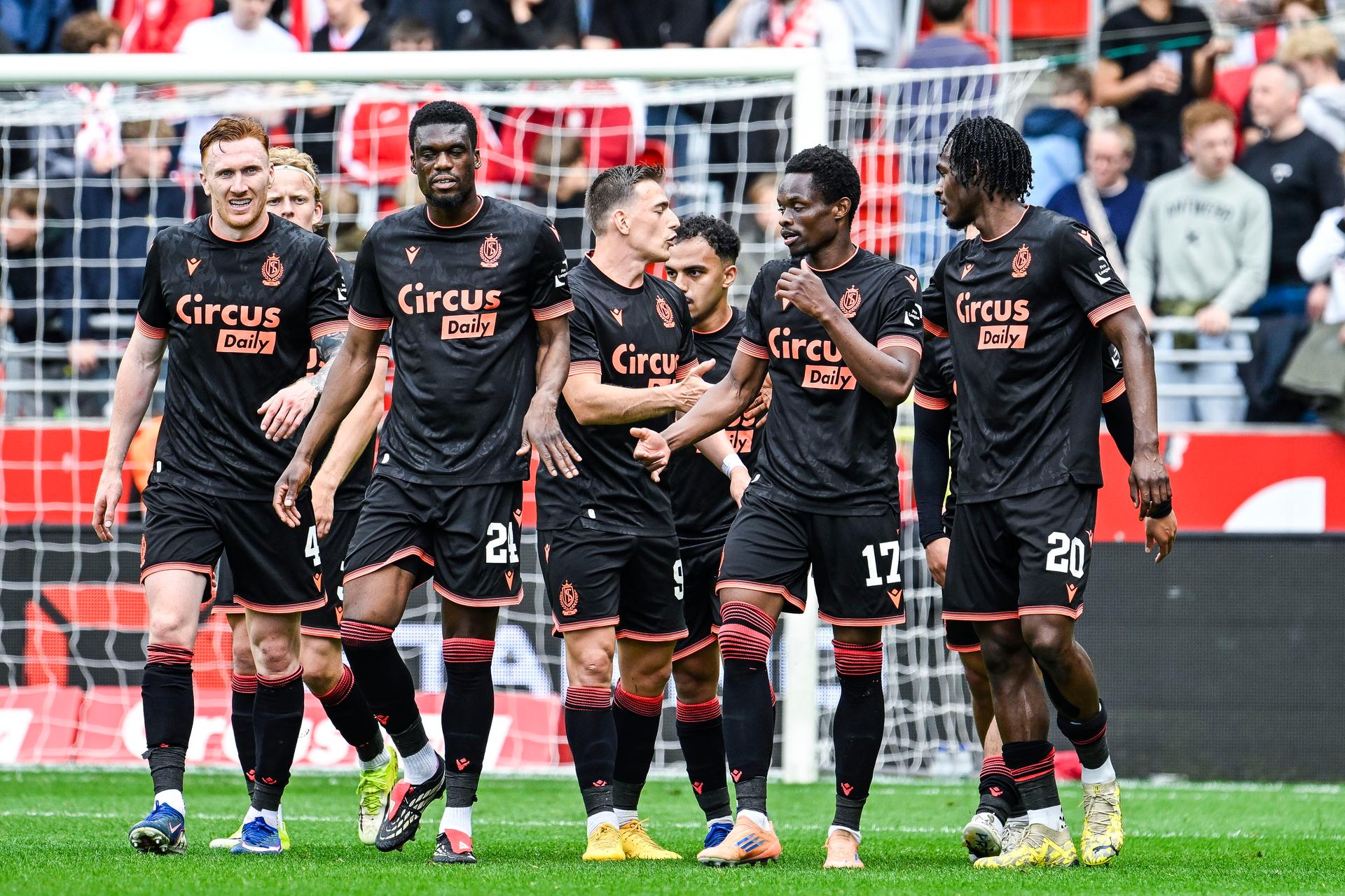 Standard's Rafiki Said celebrates after scoring during a soccer match between Royal Antwerp FC and Standard de Liege, Sunday 03 May 2026 in Antwerp, on the sixth day of the Europe Play-offs (PO3) of the 2025-2026 'Jupiler Pro League' first division of the Belgian championship. BELGA PHOTO TOM GOYVAERTS