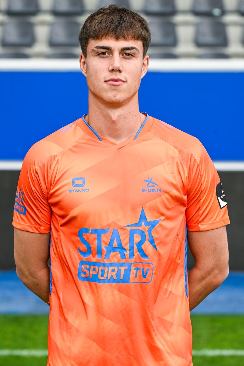 OHL's goalkeeper Theo Radelet poses for a portrait picture at the 2025-2026 season photoshoot of Belgian soccer team Oud-Heverlee Leuven, Wednesday 23 July 2025 in Leuven. BELGA PHOTO TOM GOYVAERTS