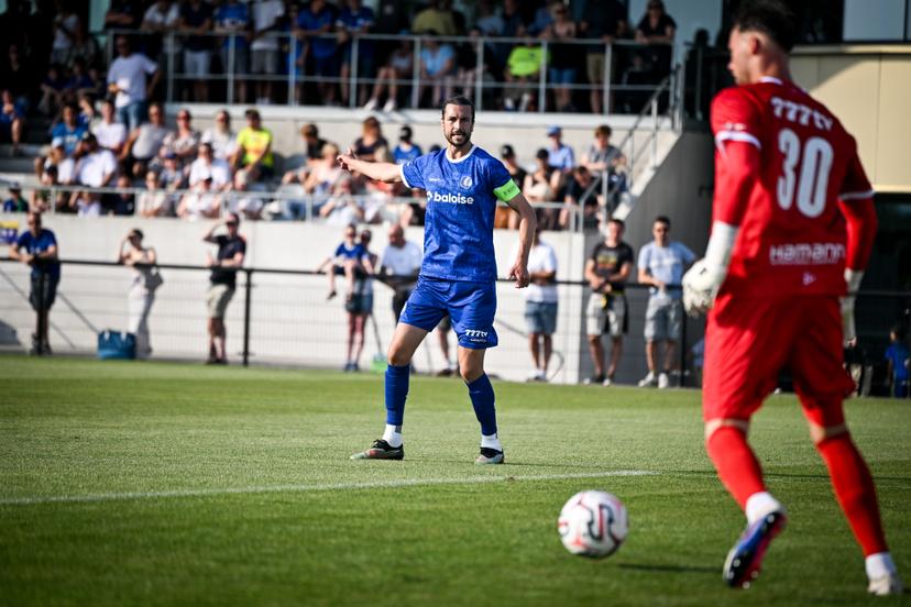 Gent's Christian Burgess pictured during a friendly soccer game between first provincial division soccer team KFC Merelebeke and first division KAA Gent, on Saturday 27 June 2026 in Merelbeke, in preparation of the upcoming 2026-2027 Belgian first division soccer season. BELGA PHOTO ELIAS ROM