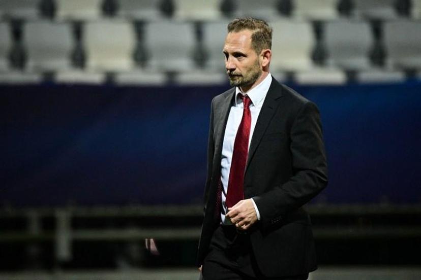 Mauro Lustrinelli, Switzerland?s U21 team head coach leaves the pitch after the UEFA Under21 Championship group stage football match between Croatia and Switzerland at the Stadium Bonifika in Koper on March 28, 2021.  Jure Makovec / AFP